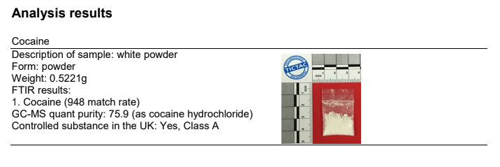  We got a lab to test the drug and found it was high purity