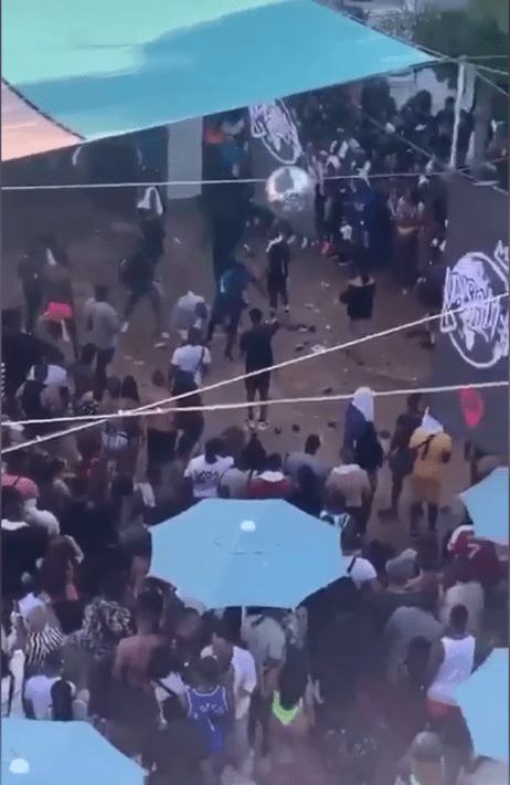  A group of lads brawl at Stormzy's Merky festival in Ibiza yesterday