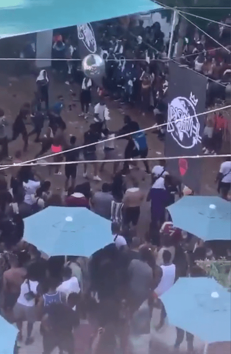  Terrified festival goers watched as the thugs punched and kicked each other