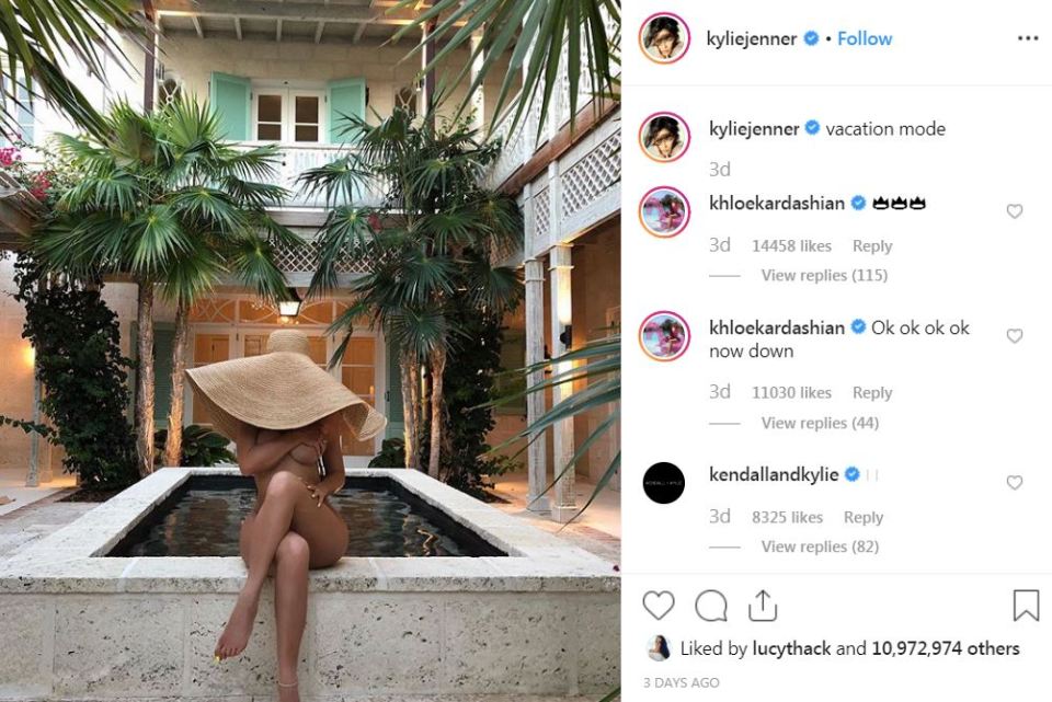 The 'like count' can be seen in the bottom right of this screenshot from Kylie Jenner's Instagram