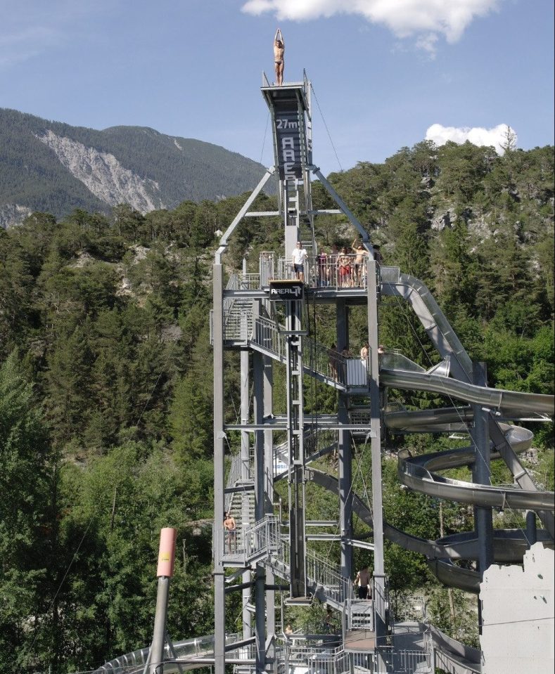  The diving platform ranges from three metres to 27 metres in height