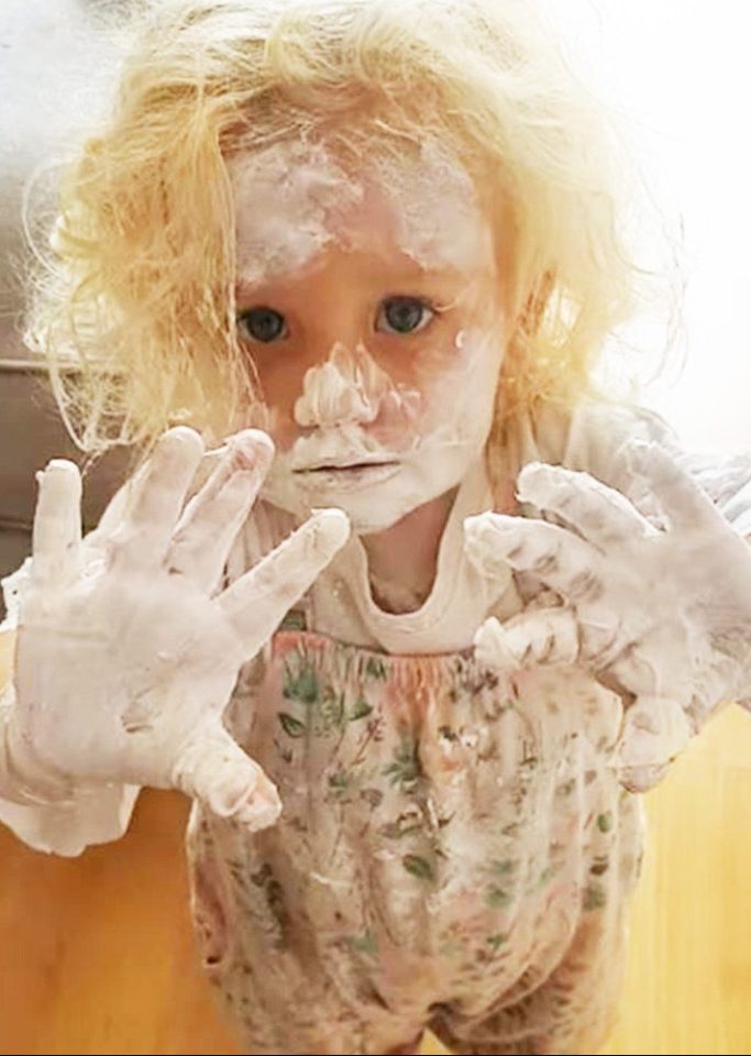  Little Sasha Power had been left alone for two minutes when she got hold of the Sudocrem