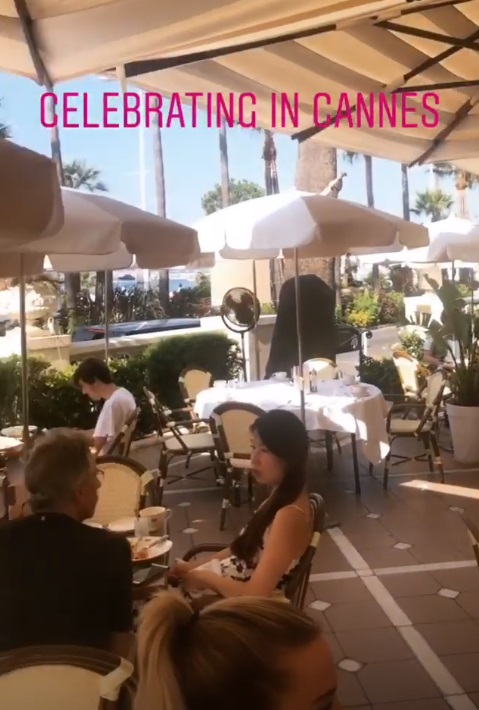 She’s been enjoying a lavish breakfast and lunch in Cannes