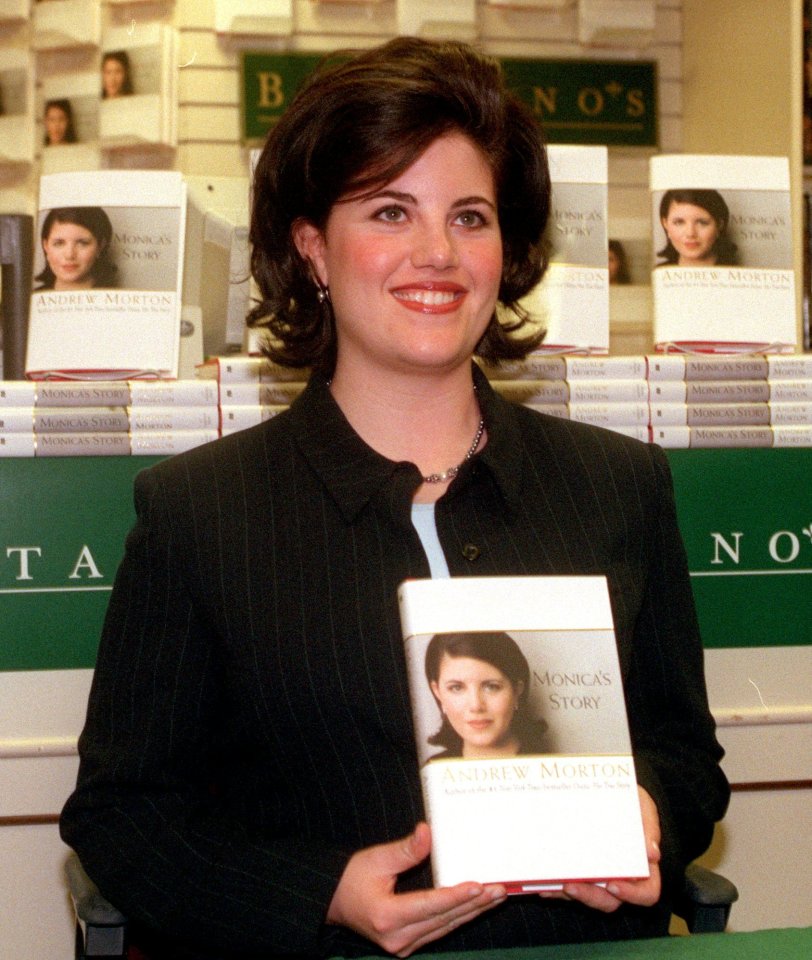  Lewinsky displays a copy of her book, March 1999