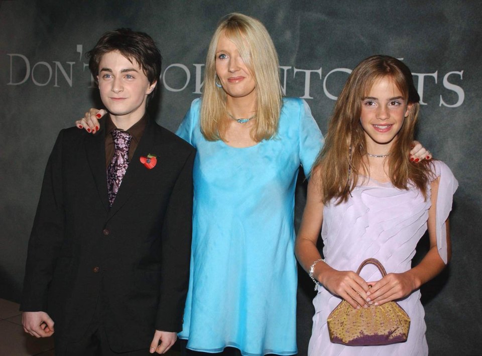  Daniel Radcliffe with Rowling and Emma Watson in 2003