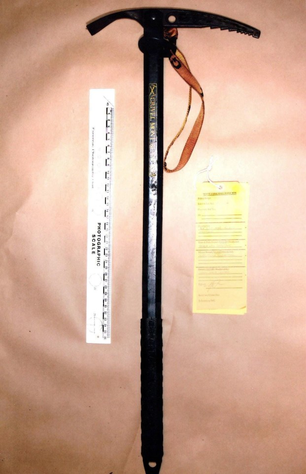 The ice axe used in the gruesome murder