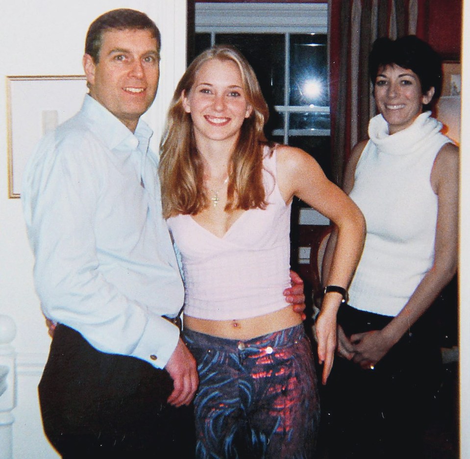 Prince Andrew with Virginia Roberts and Ghislaine Maxwell in 2001