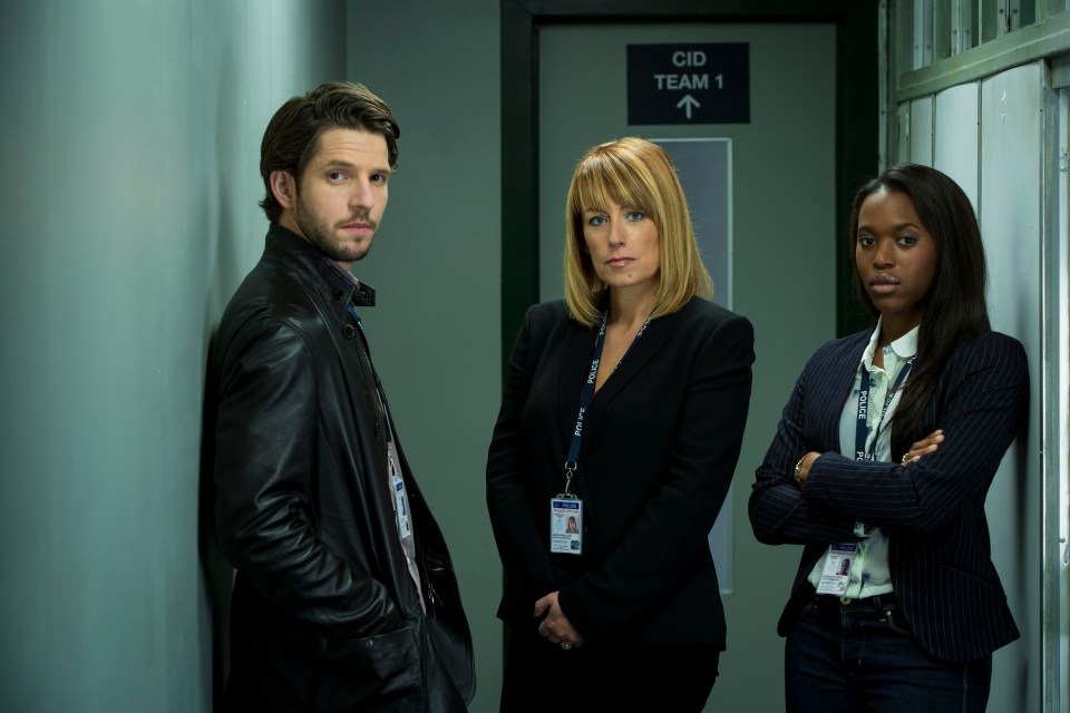 Fay Ripley, Clare-Hope Ashitey and Damien Molony (far left) starred in Suspect