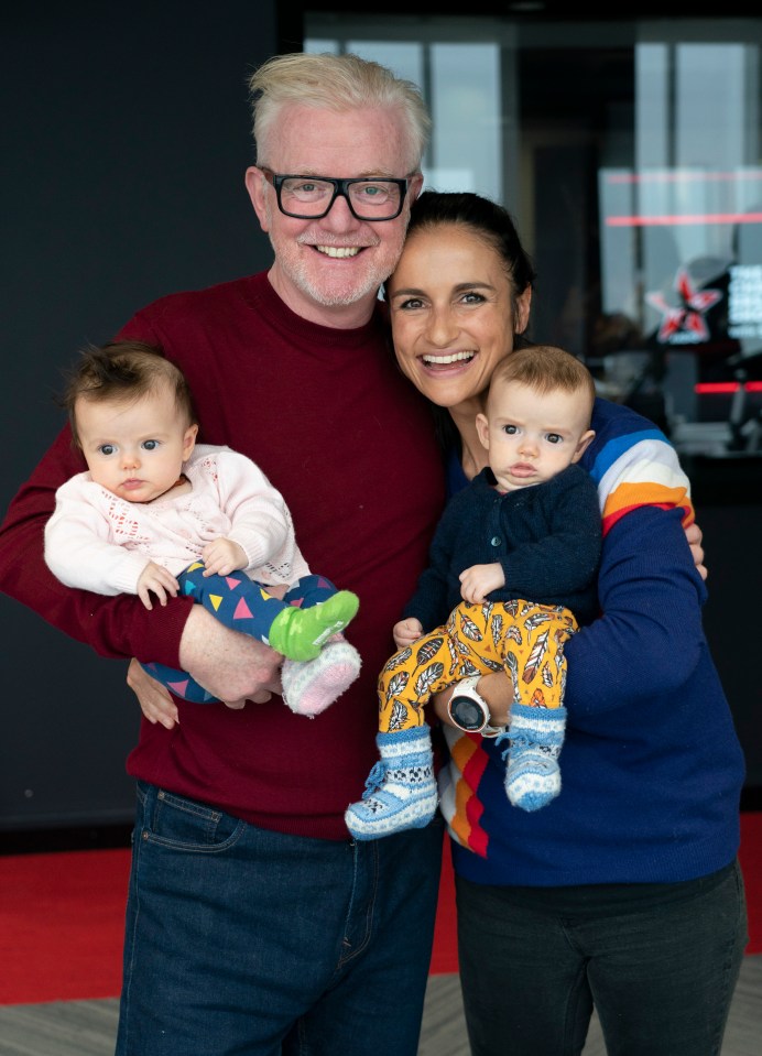  Chris shares twins Boo and Walt with wife Natasha Shishmanian