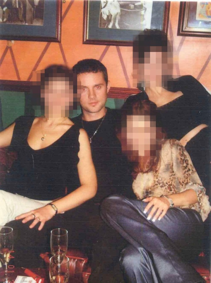 Former asylum seeker Albanian Luan Plakici, 26, pictured with a group of girls in Eros nightclub, Enfield