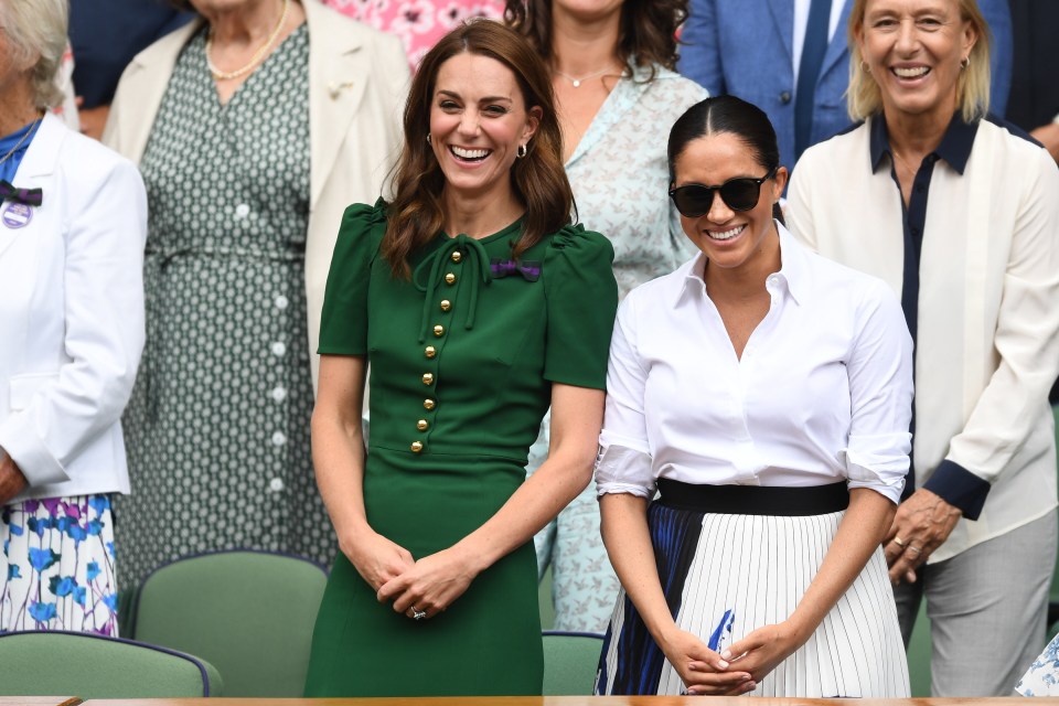 Meghan was pictured at Wimbledon with Kate Middleton in July