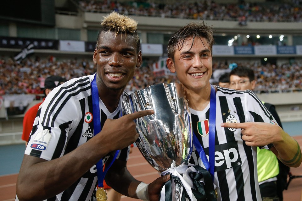 Pogba, pictured with Paulo Dybala in 2015, won eight trophies in four years at Juventus