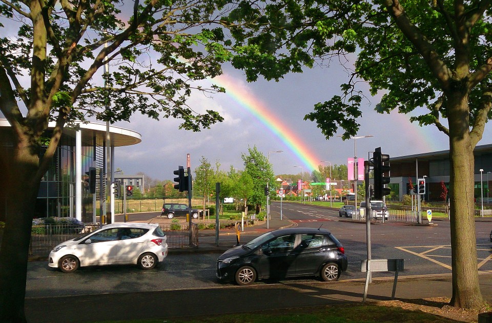  A rainbow brightens up suburban Leicester, the moment captured by Dhansukhlal Rana