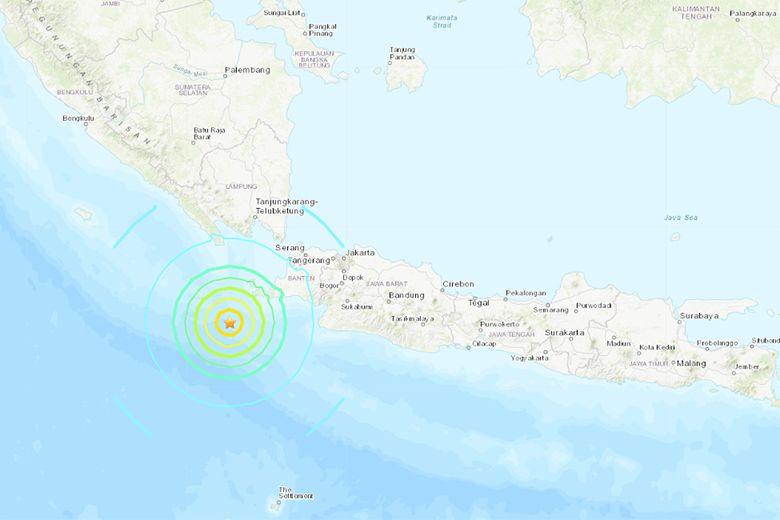  The earthquake hit a depth of about 37 miles, 141 miles from the city of Teluk Betung in Banten province on the island of Java