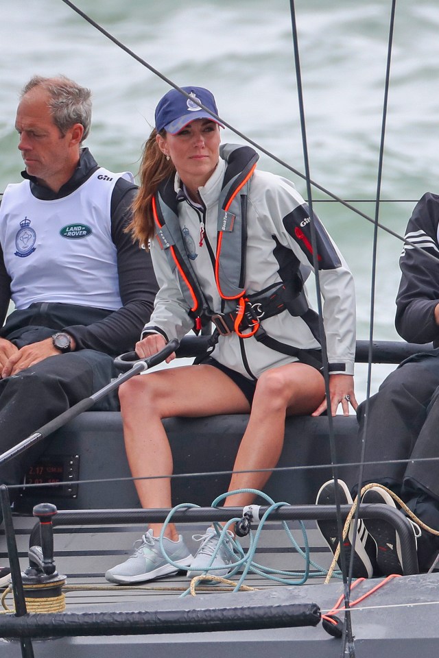 The Duchess of Cambridge donned a cap and shorts for her day on the water