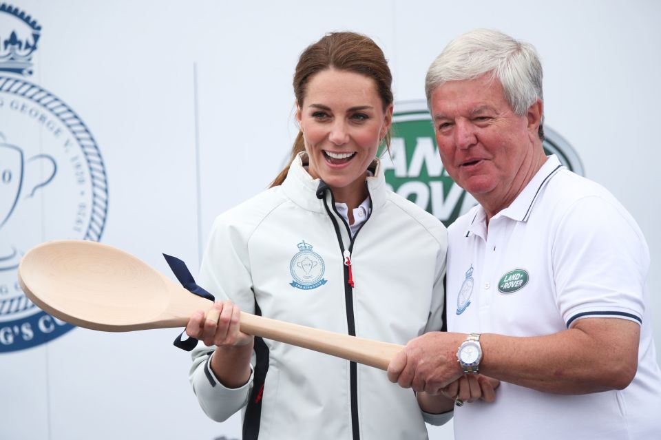  The Duchess of Cambridge is awarded the wooden spoon after her boat came last