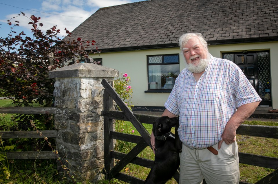  Eugene Maguire outside his border bunglalow next to the polyp. To get to it we crossed the zig-zagging UK frontier with the Irish Republic SEVEN TIMES in as many miles