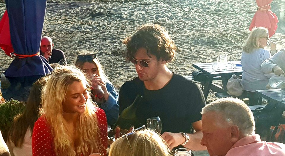  The group were spotted enjoying dinner at Sams On The Beach restaurant in Cornwall