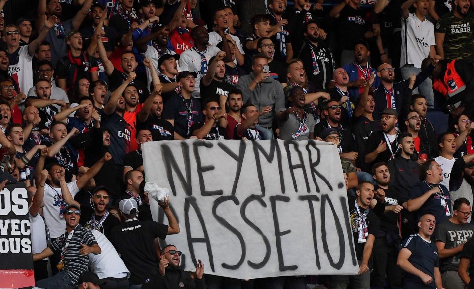  It's clear to see what PSG supporters think of the player they once adored, Neymar - this is telling him to 'f*** off'