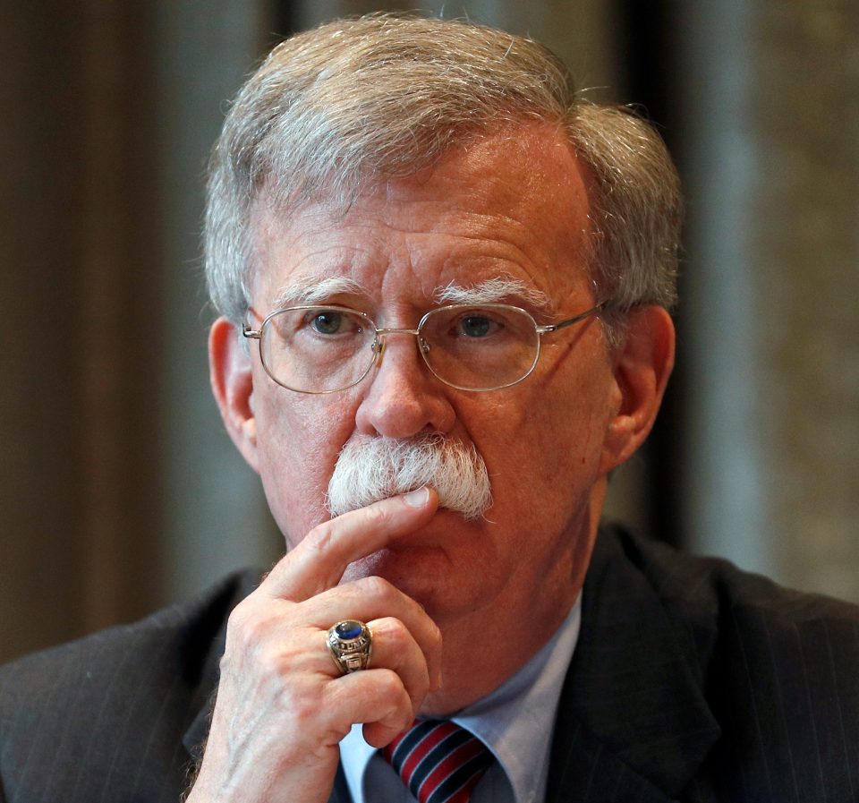  US security adviser John Bolton meets with journalists during a visit to London