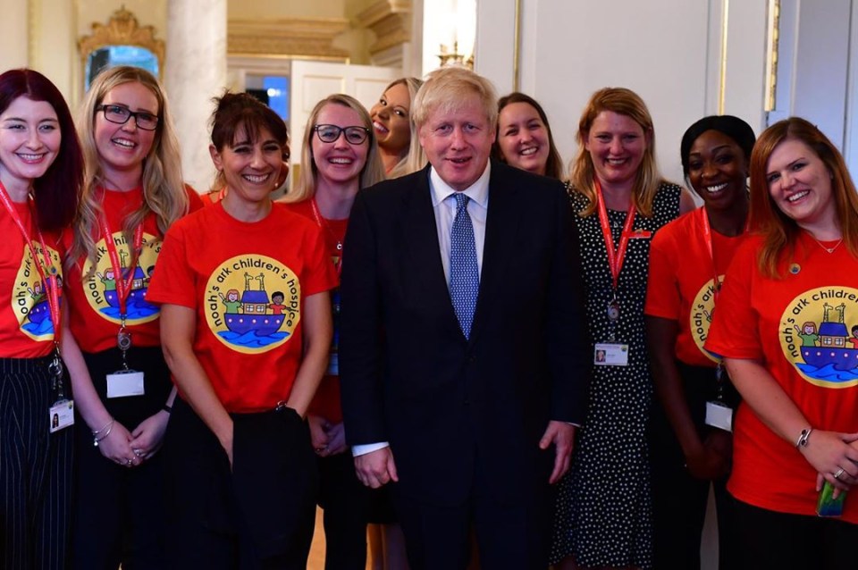  PM Boris posed with staff from the Noah's Ark Children's Hospice in Downing Street