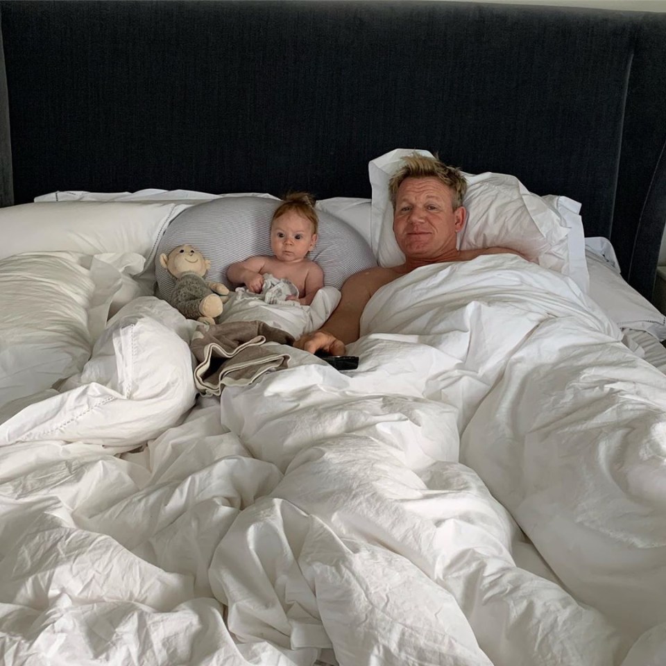  Gordon Ramsay posed next to his four-month-old son Oscar in the adorable snap