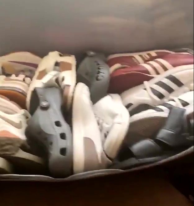 The shoes are in a separate compartment in the bag