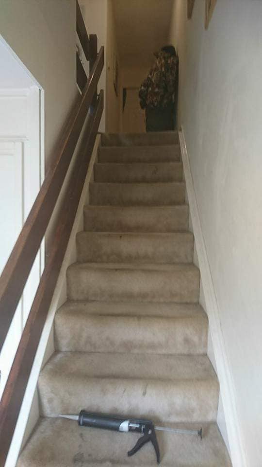 In her before picture, the woman’s stairs were a boring beige