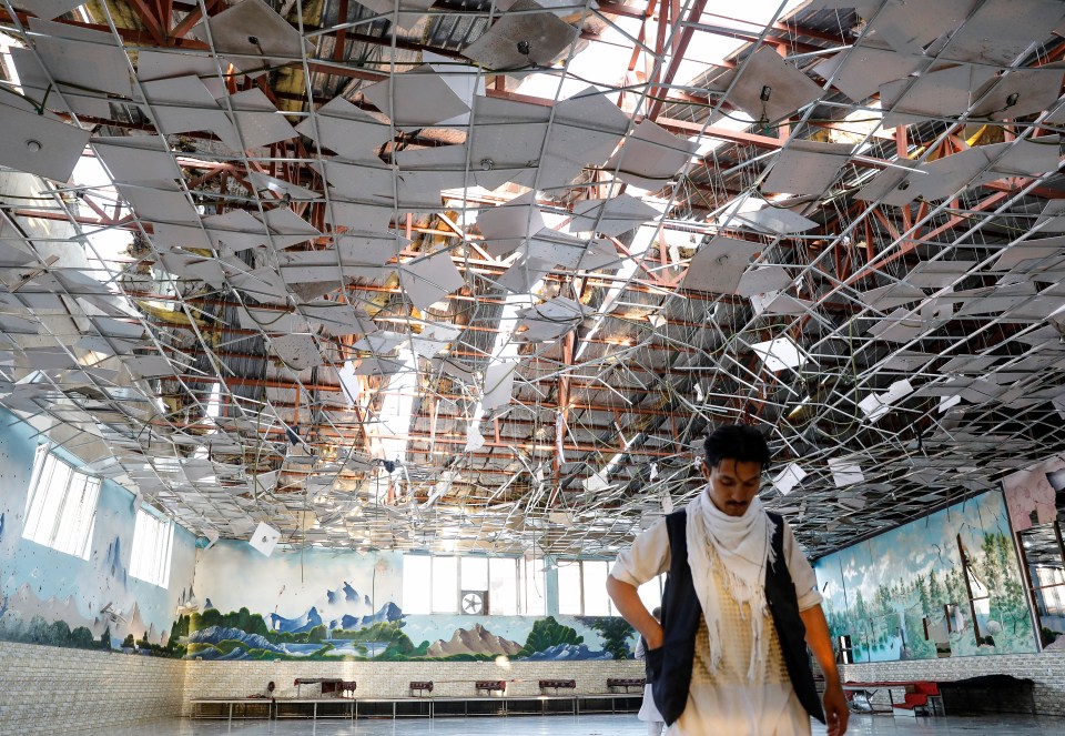 The powerful blast destroyed the roof of the wedding hall