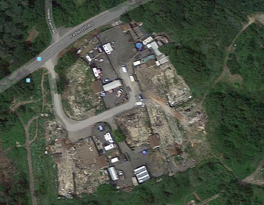 An aerial view of Four Houses Corner travellers site, where cops arrested ten males