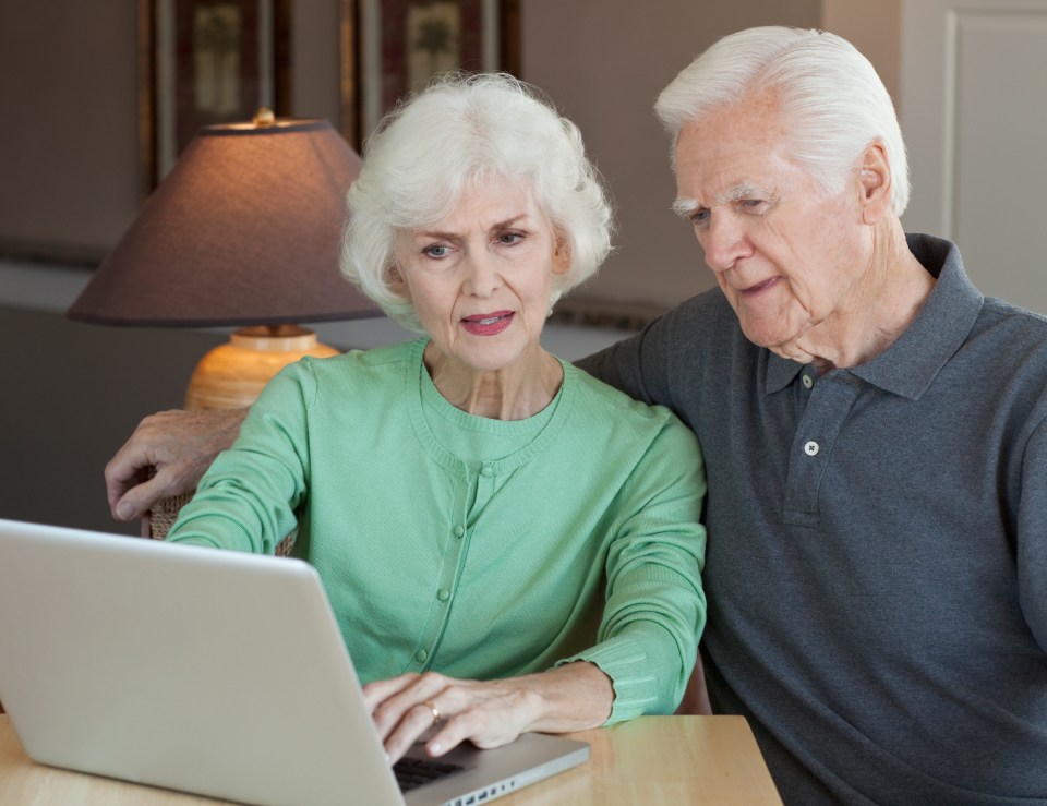 Pensioners on laptop