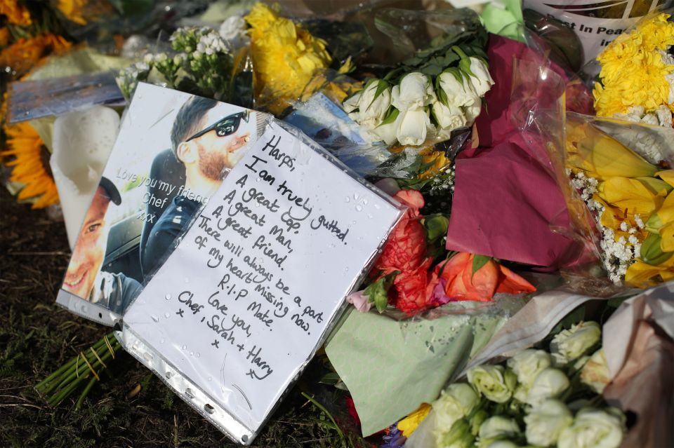  A message from a colleague of PC Harper at the spot where he was killed