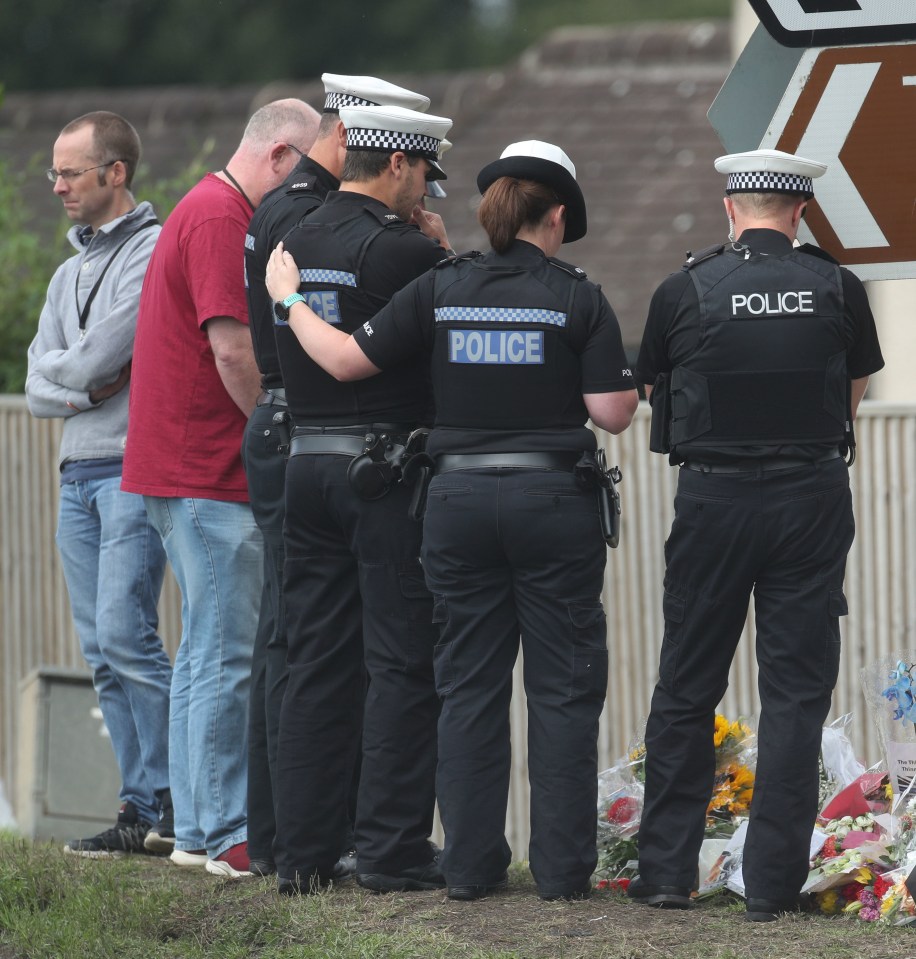 Police officers today paid tribute to PC Andrew Harper at the spot where he was killed on Thursday