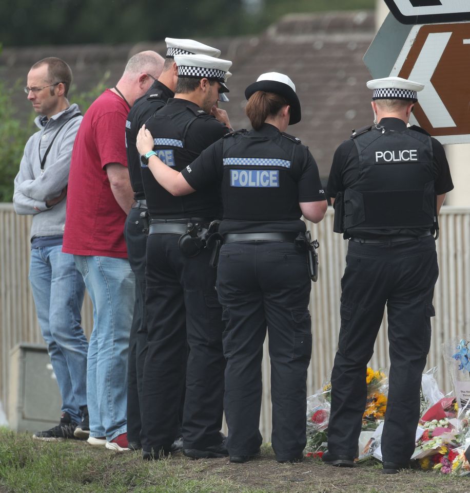  Police officers today paid tribute to PC Andrew Harper at the spot where he was killed on Thursday