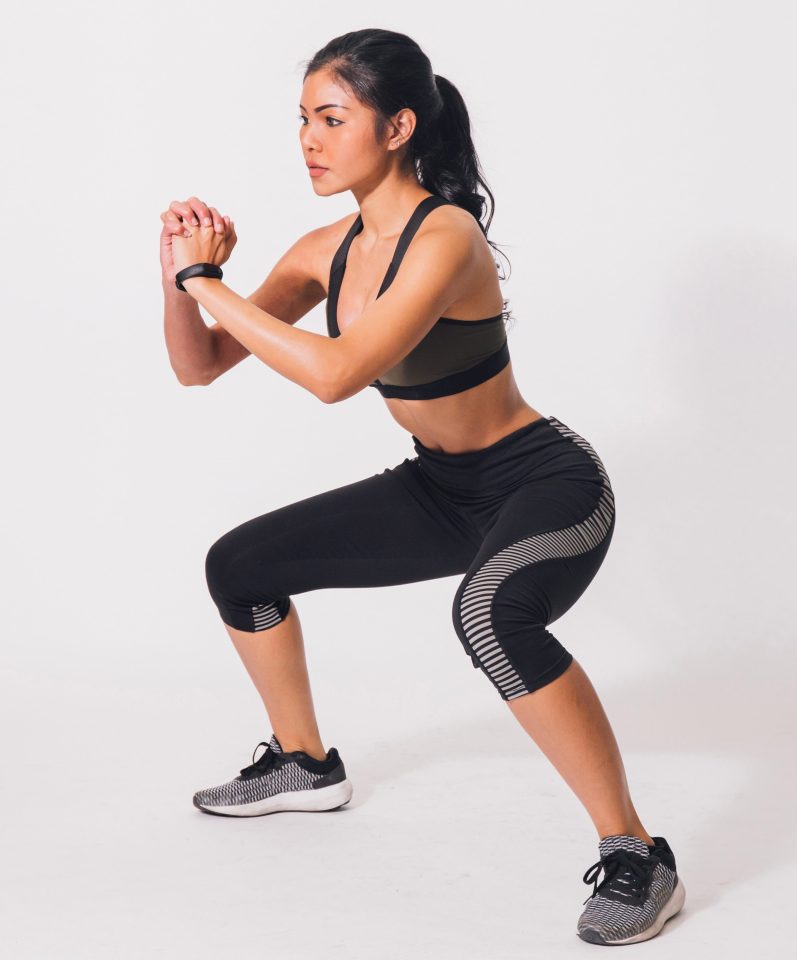  Get in a low squat and perform pulses for half a minute to a minute - do this three times