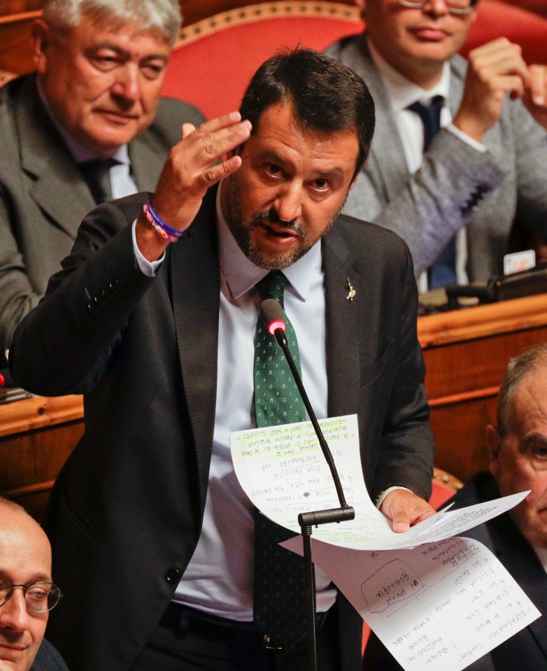  Italy's hard-line interior minister Matteo Salvini lays into the leader