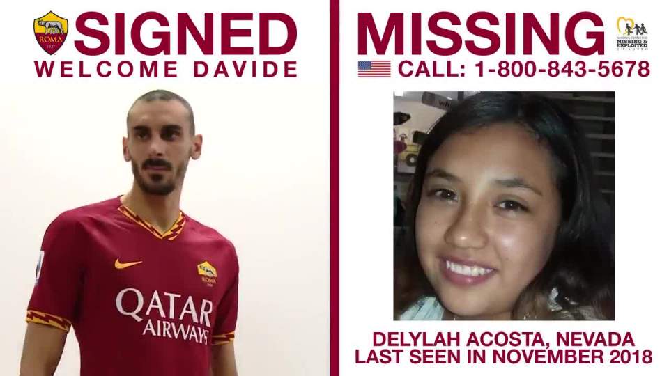 Roma used the announcement video for Davide Zappacosta's loan to help support charities for missing children