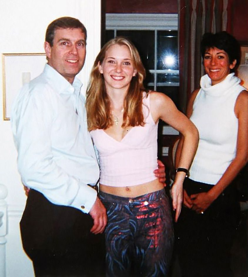 Prince Andrew and Virginia Roberts, aged 17, at Ghislaine Maxwell's townhouse in London in 2001