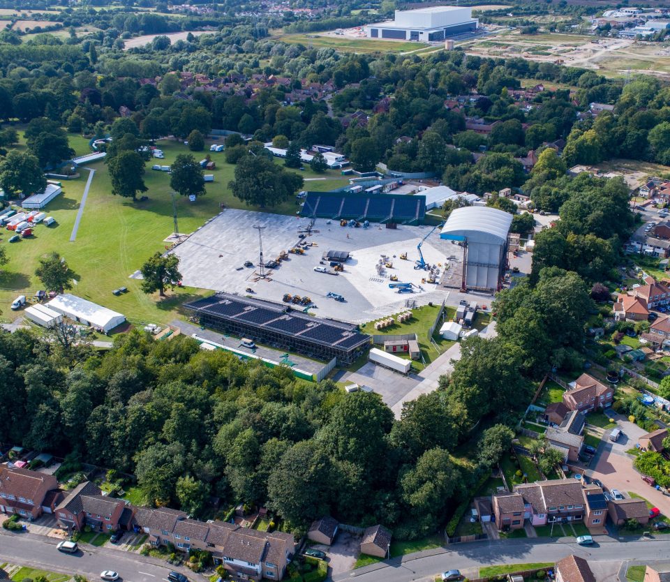  Ed Sheeran's tour stage is surrounded by houses in Ipswich