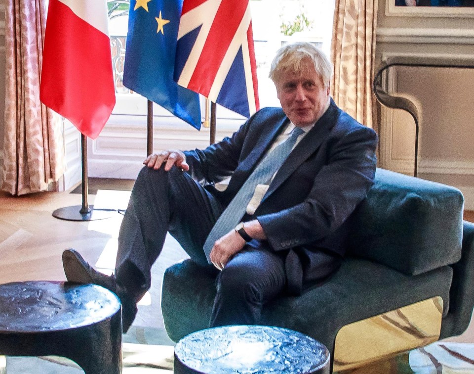  Prime Minister Boris Johnson at the Elysee Palace, for talks with French President Emmanuel Macron