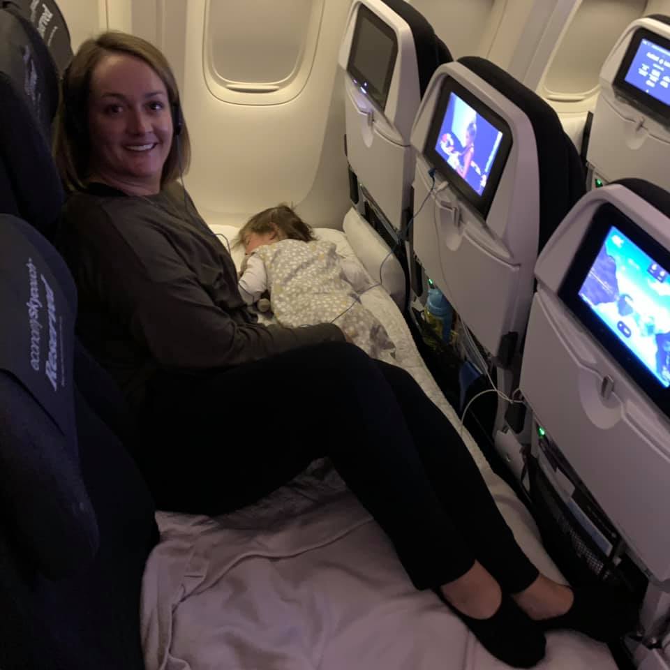 A mum has praised Air New Zealand's SkyCouch