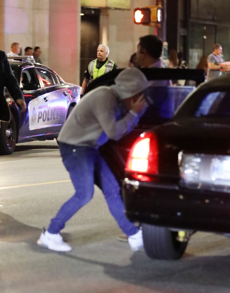 The group, including Rooney, above, leave the club in a black stretch limo