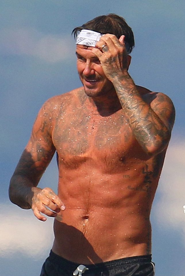  The former footballer stripped off and dived into the sea