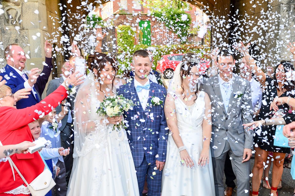 A brother and sister cut the cost of their weddings by getting married on the same day