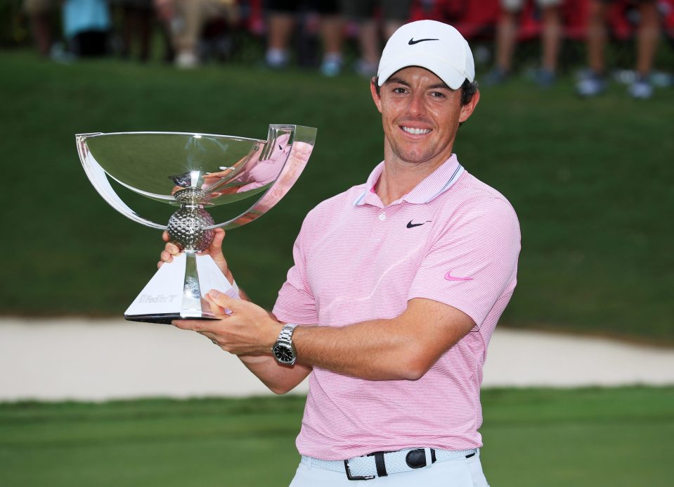  Rory McIlroy celebrates after winning the £12.3m FedEx Cup