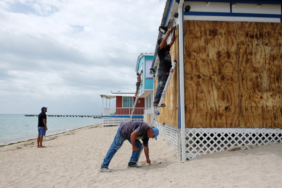  A beach restaurant is boarded up in El Combate as Dorian approached Cabo Rojo in Puerto Rico