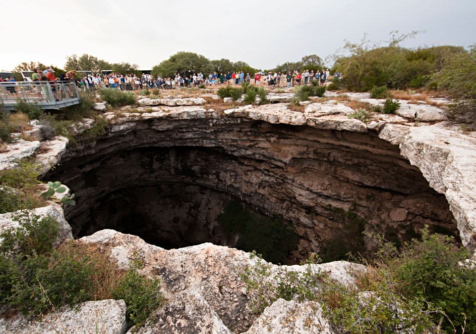 The Devil's Sinkhole is a 400-foot-deep cavern located in Edwards County, Texas