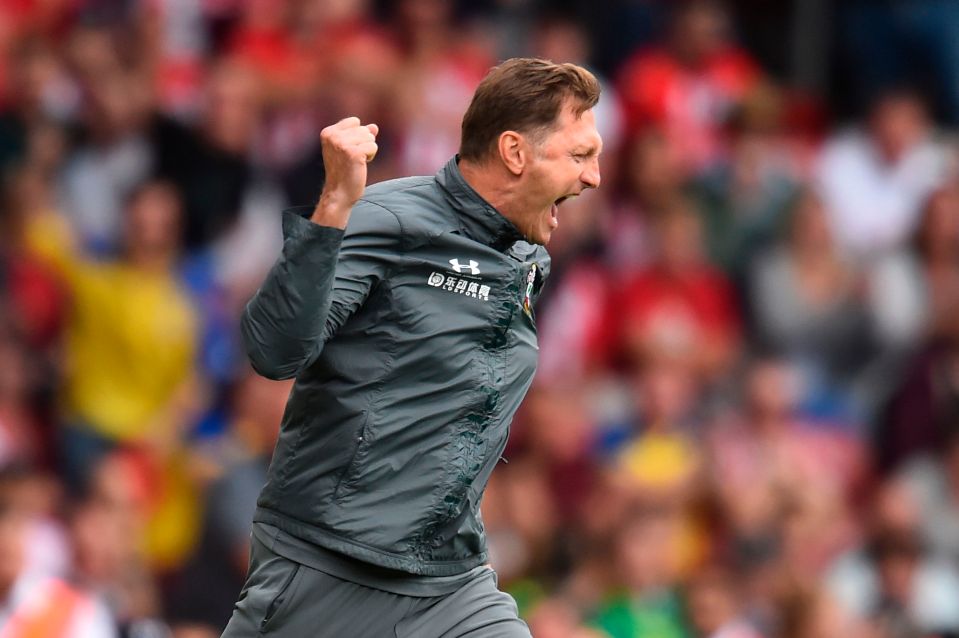  Saints boss Ralph Hasenhuttle celebrated the point at the full-time whistle