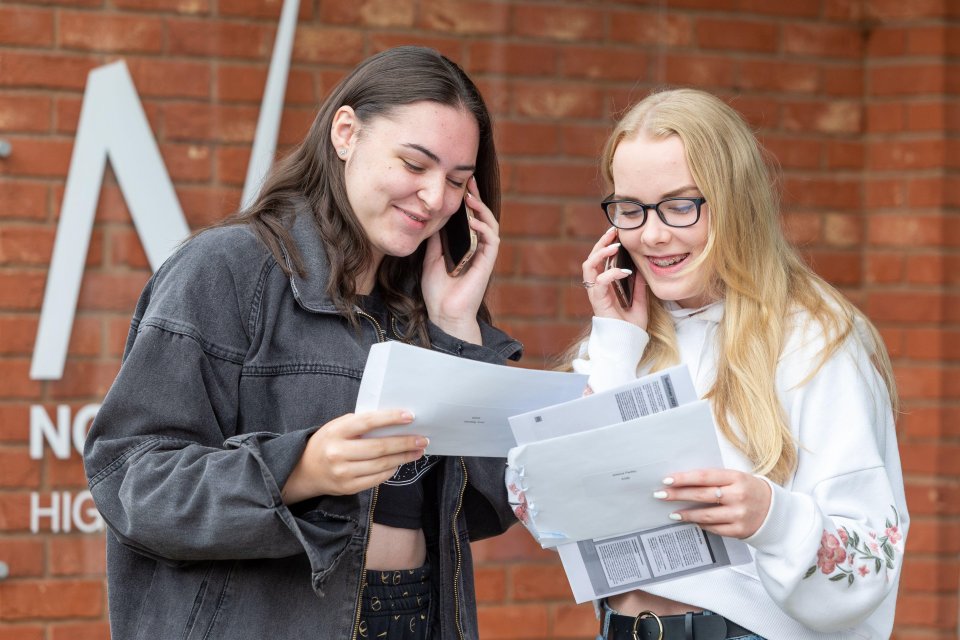  Students at North Bromsgrove High School in Bromsgrove, Worcestershire, share their A-Level results with family