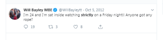  He posted the tweet while at home watching in 2012